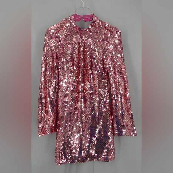 Anthropologie Maeve Long-Sleeve Mock-Neck Sequin Mini Dress, SMALL NWOT - Picture 5 of 7
